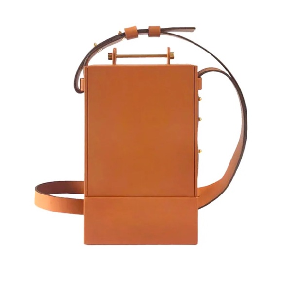 NAPPA DORI RADIO BAG STRUCTURED CROSSBODY SHOULDER BAG Tan - Picture 2 of 11